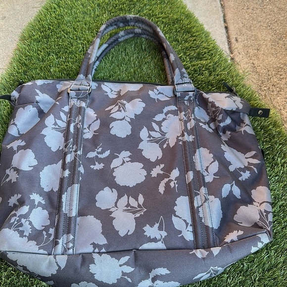 Herschel Floral Print Red Striped Interior Bag Workbag Overnight bag - Picture 2 of 12